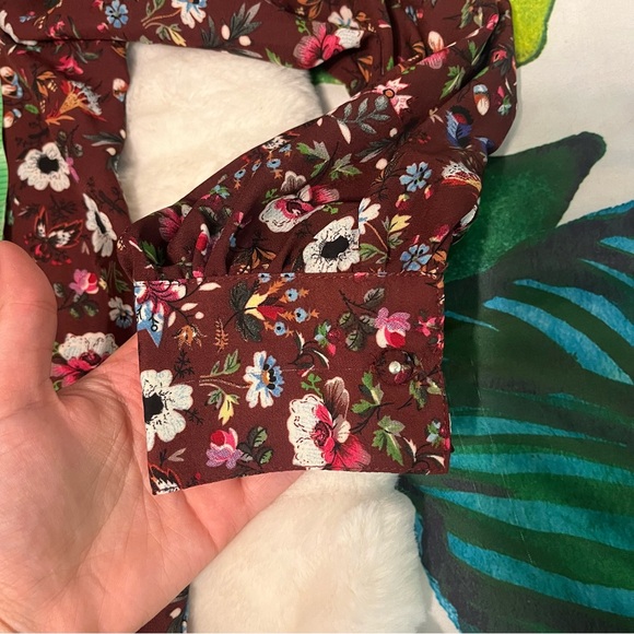 Elie Tahari Small Brown Maximalist Retro Floral Button Front Cottagecore Blouse - Picture 10 of 13